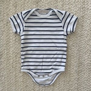 TBBC The Beaufort Bonnet Company navy white striped bodysuit, 3-6M